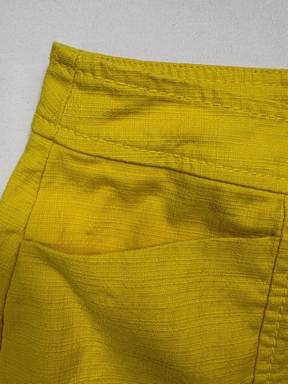 LOFT Sunflower Yellow Faux Button-Front Mini Skirt | Size 12P